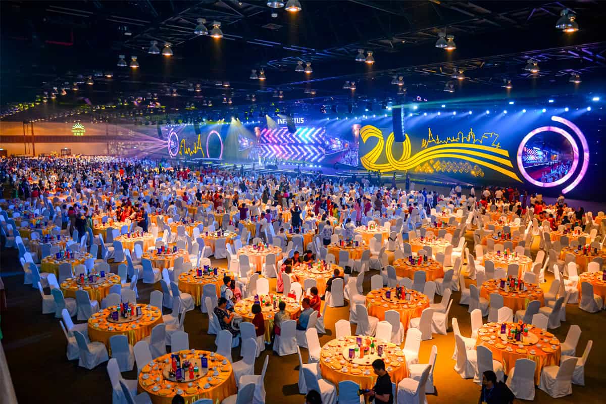 banquet set up at PEACH exhibition hall in pattaya