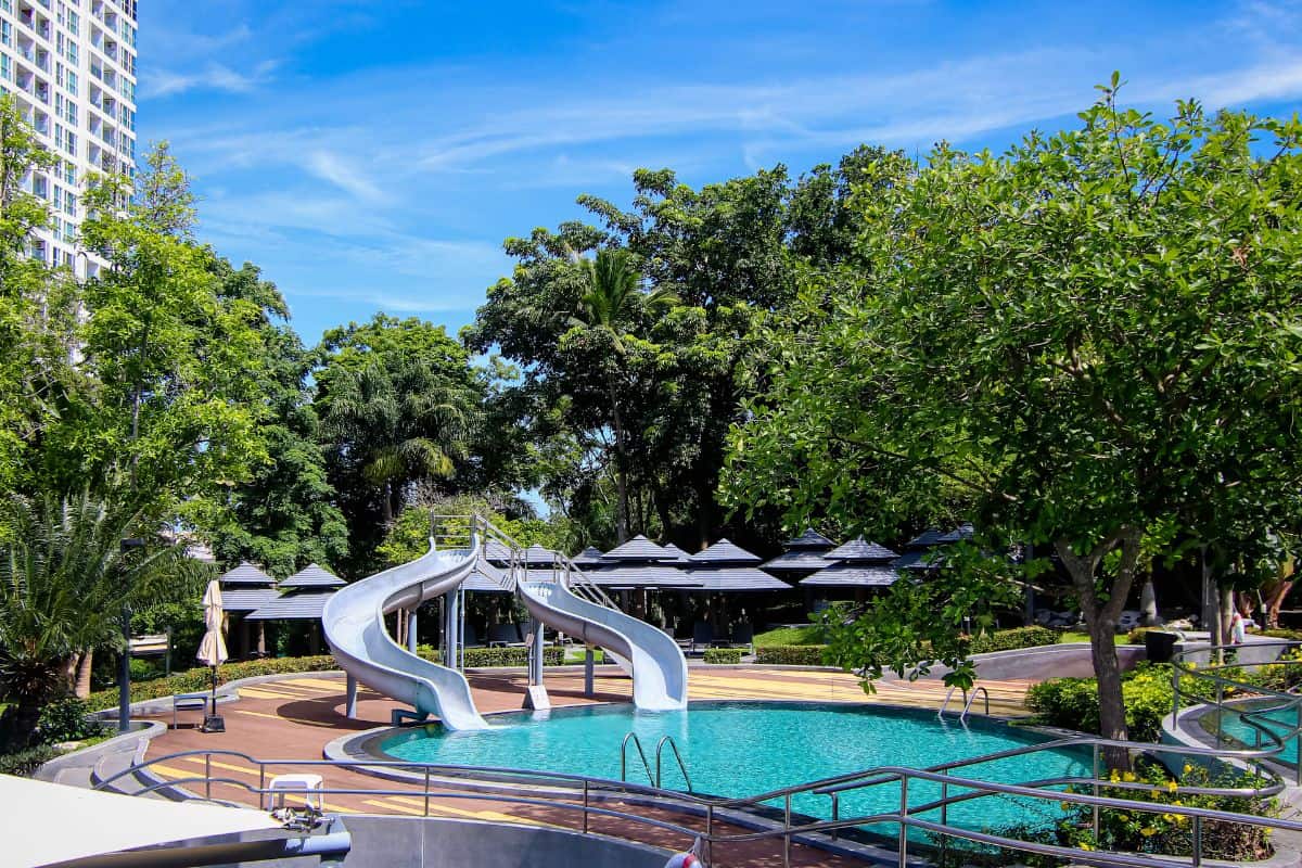 pool with slide at our luxury pattaya hotel